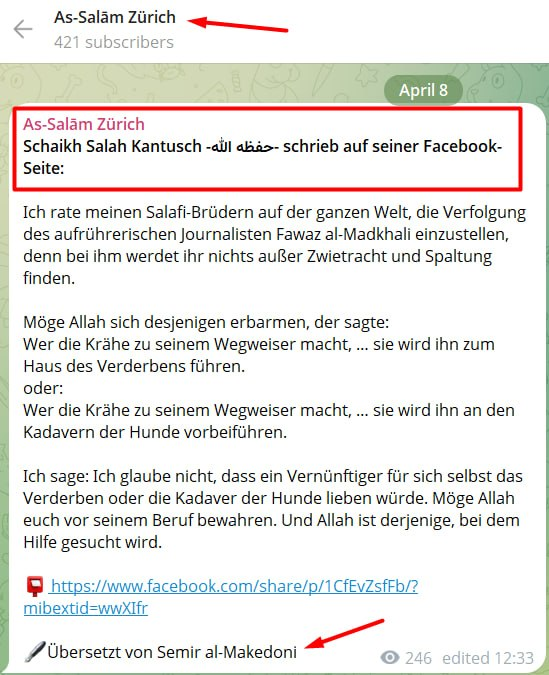 Semir al-Makedoni zitiert Salah Kandusch