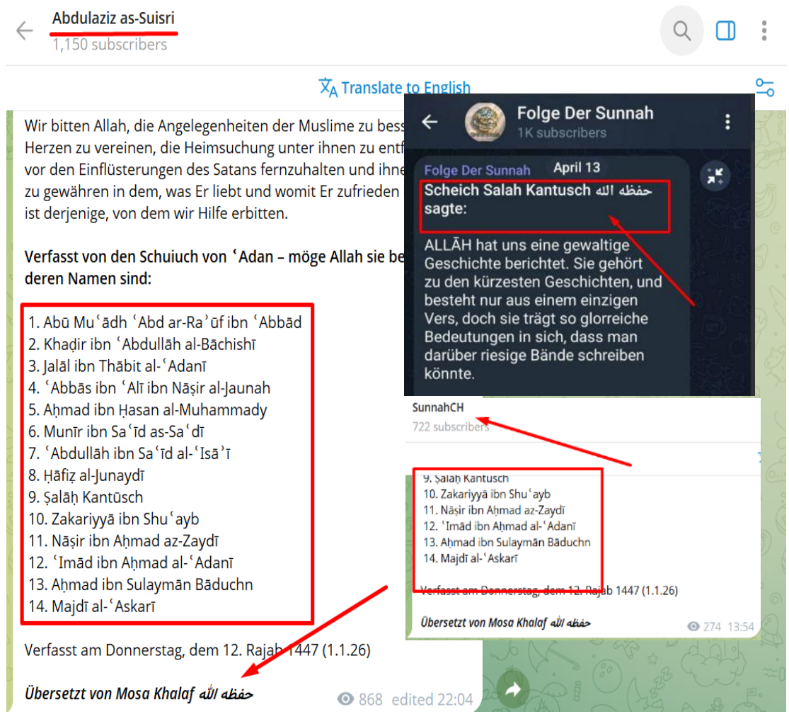 Mosa Khalaf und Abdulaziz as-Suisri zitieren Maschaykh al-Aden